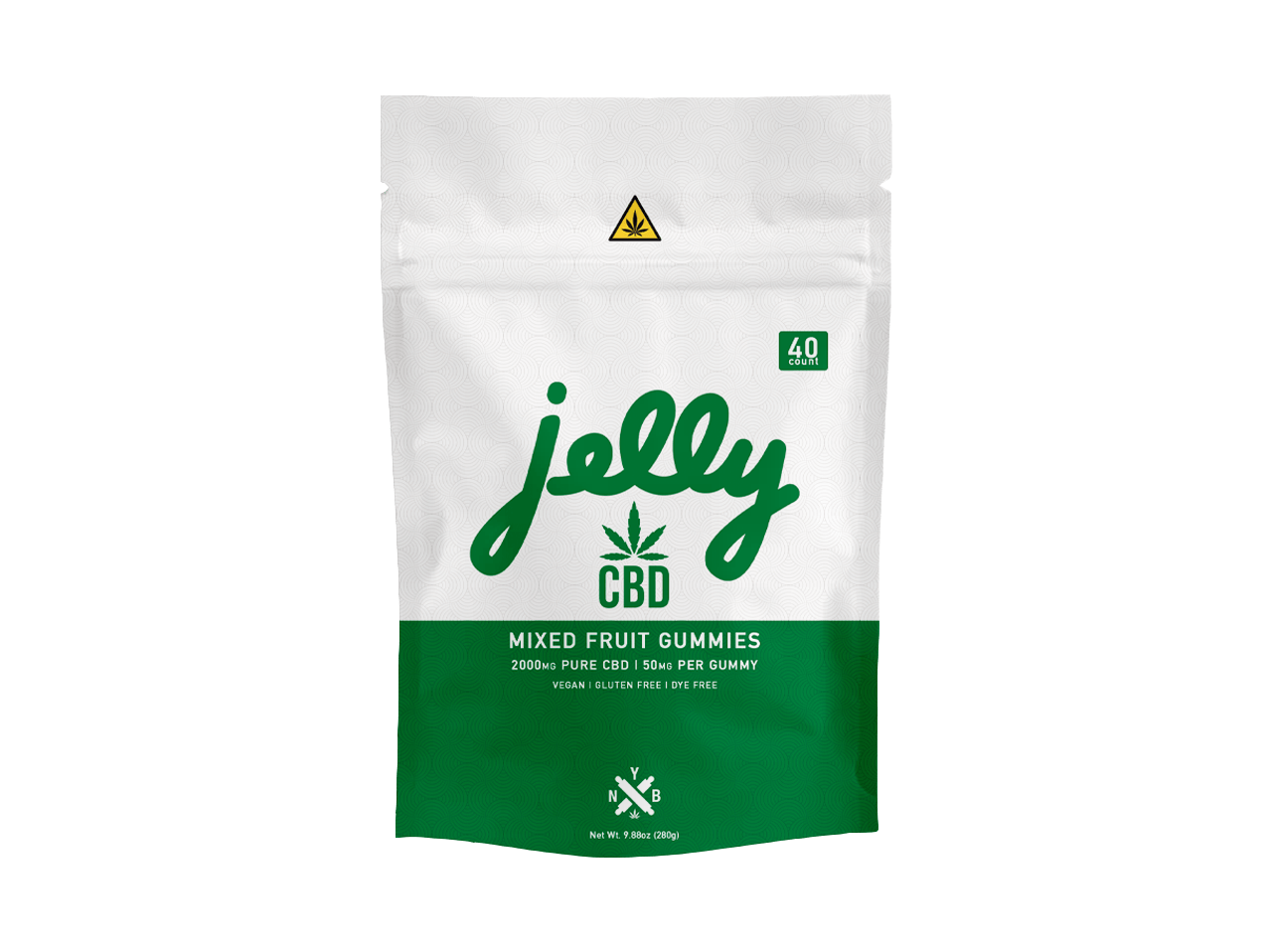 CBD Mixed Fruit Gummies by Not Your Bakery, flavorful 50mg pieces in a 40ct jar, available at LiftoffSmoke.