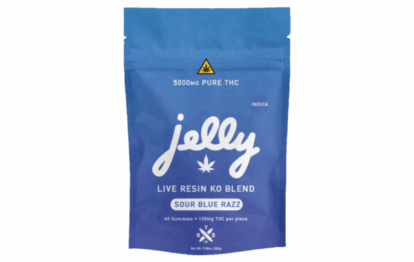 Tangy Sour Blue Razz KO Gummies by Not Your Bakery, knockout strength with bold flavor, at LiftoffSmoke.