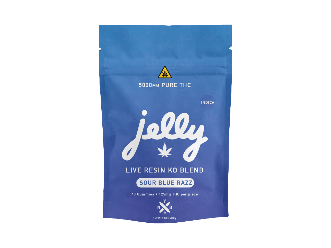 Tangy Sour Blue Razz KO Gummies by Not Your Bakery, knockout strength with bold flavor, at LiftoffSmoke.