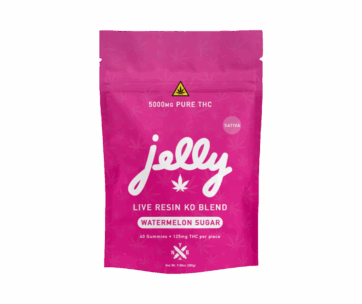 Sweet Watermelon Sugar flavor meets knockout strength in JELLY KO Live Resin Gummies by Not Your Bakery, at LiftoffSmoke.