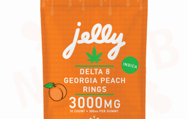 Jelly-Rings-Georgia-Peach Juicy Georgia Peach flavor meets powerful Delta 8 THC in these Not Your Bakery gummies, featured at LiftoffSmoke.