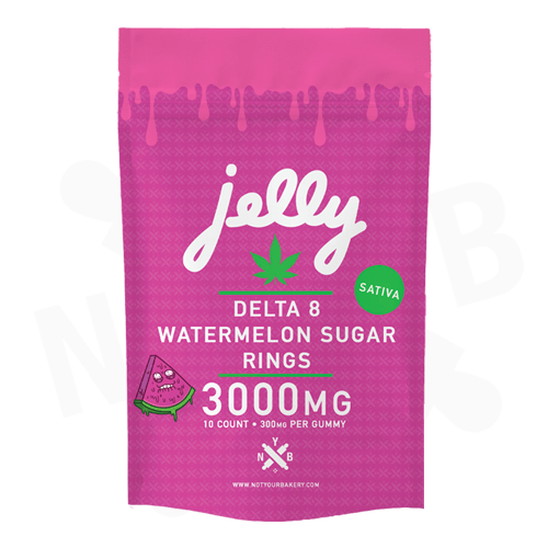 Sweet watermelon flavor and potent Delta 8 THC in Not Your Bakery gummies, featured at LiftoffSmoke.