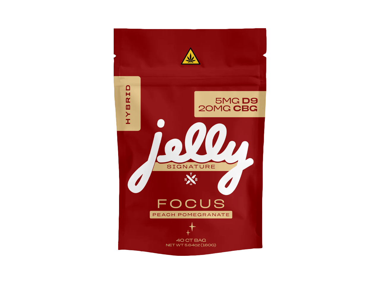 Focus-enhancing Peach Pomegranate gummies by Not Your Bakery, part of the JELLY Signature line, at LiftoffSmoke.