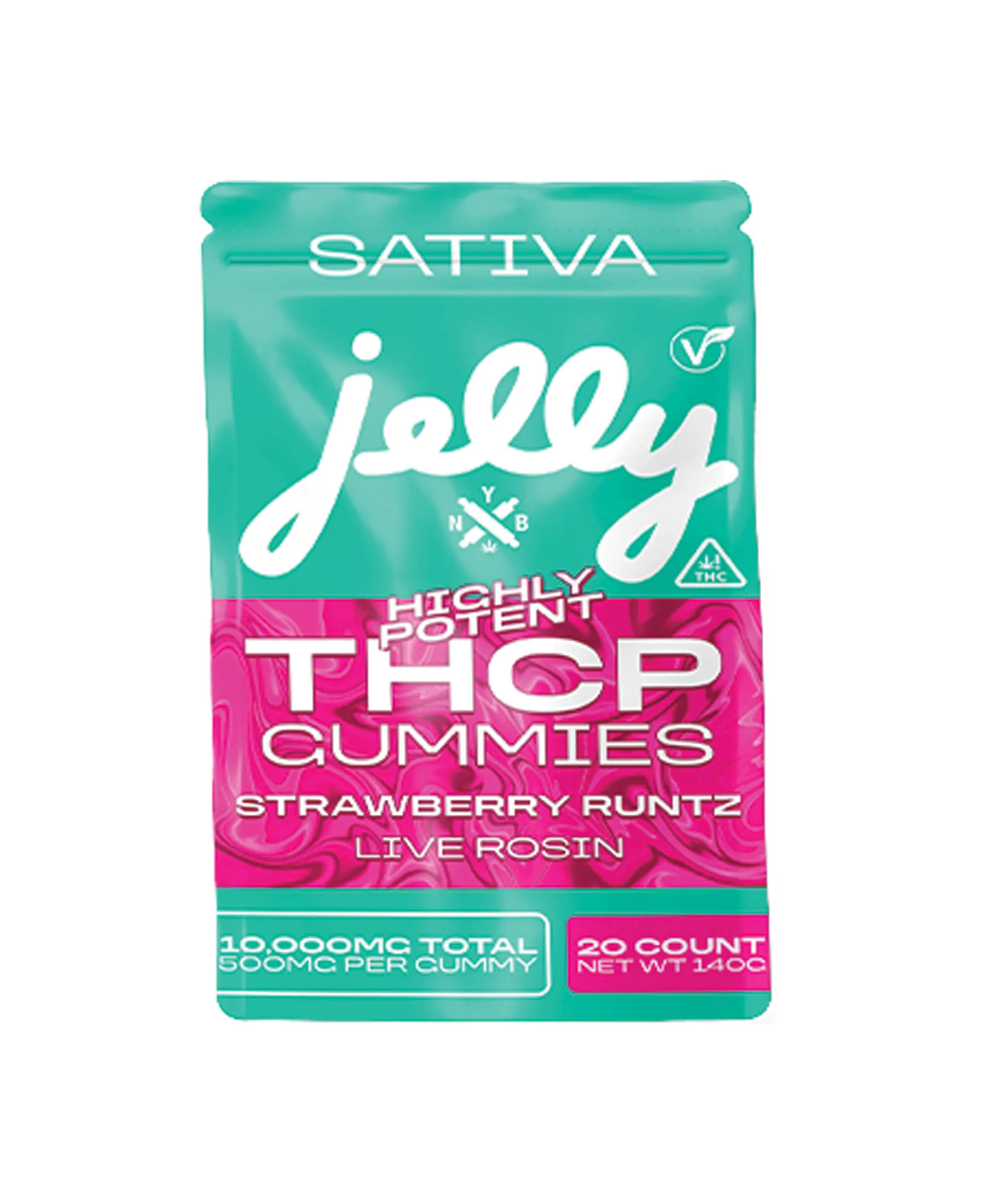 Strawberry Runtz Sativa THCP gummies by Not Your Bakery, uplifting and powerful, at LiftoffSmoke.
