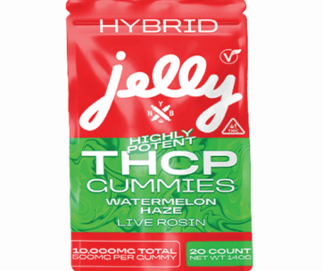 Watermelon Haze Hybrid THCP gummies by Not Your Bakery, compact 5ct pack at LiftoffSmoke.