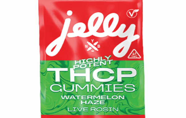Not Your Bakery JELLY THCP Watermelon Haze Gummies – Hybrid 5ct | LiftoffSmoke Watermelon Haze Hybrid THCP gummies by Not Your Bakery, compact 5ct pack at LiftoffSmoke.