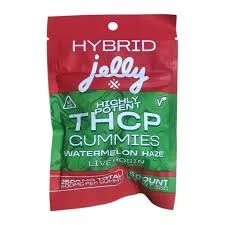 Watermelon Haze Hybrid THCP gummies by Not Your Bakery, compact 5ct pack at LiftoffSmoke.
