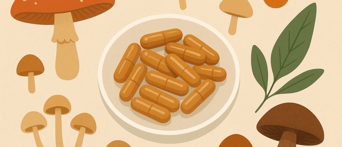 Microdosing mushrooms concept with small mushroom doses