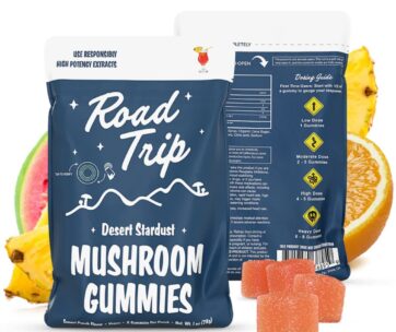 Road Trip Gummies Desert Stardust – Sunset Punch flavor, crafted for quality and tropical delight.
