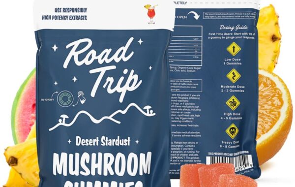 Road Trip Gummies Desert Stardust – Sunset Punch flavor, crafted for quality and tropical delight.