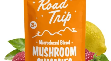 Road Trip Mushroom Gummies Microdosed Blend Pink Lemonade – functional mushroom gummies for clarity, balance, and creativity.
