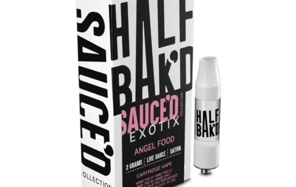 Half BaK’D Angel Food Sativa SAUCE’D Exotix 2G 510 Cart | LiftoffSmoke Sweet “Angel Food” cake flavor meets sativa energy in this 2 G SAUCE’D Exotix cartridge – LiftoffSmoke