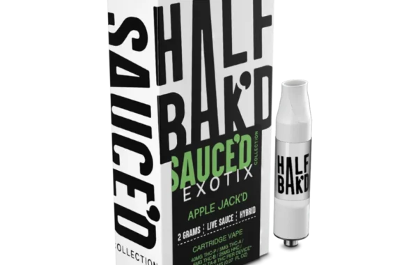 Half BaK’D Apple Jack’D Hybrid Sauced Exotix 2G 510 Cart | LiftoffSmoke Apple Jack’D hybrid flavor and Sauced Exotix potency in every puff – Half BaK’D x LiftoffSmoke