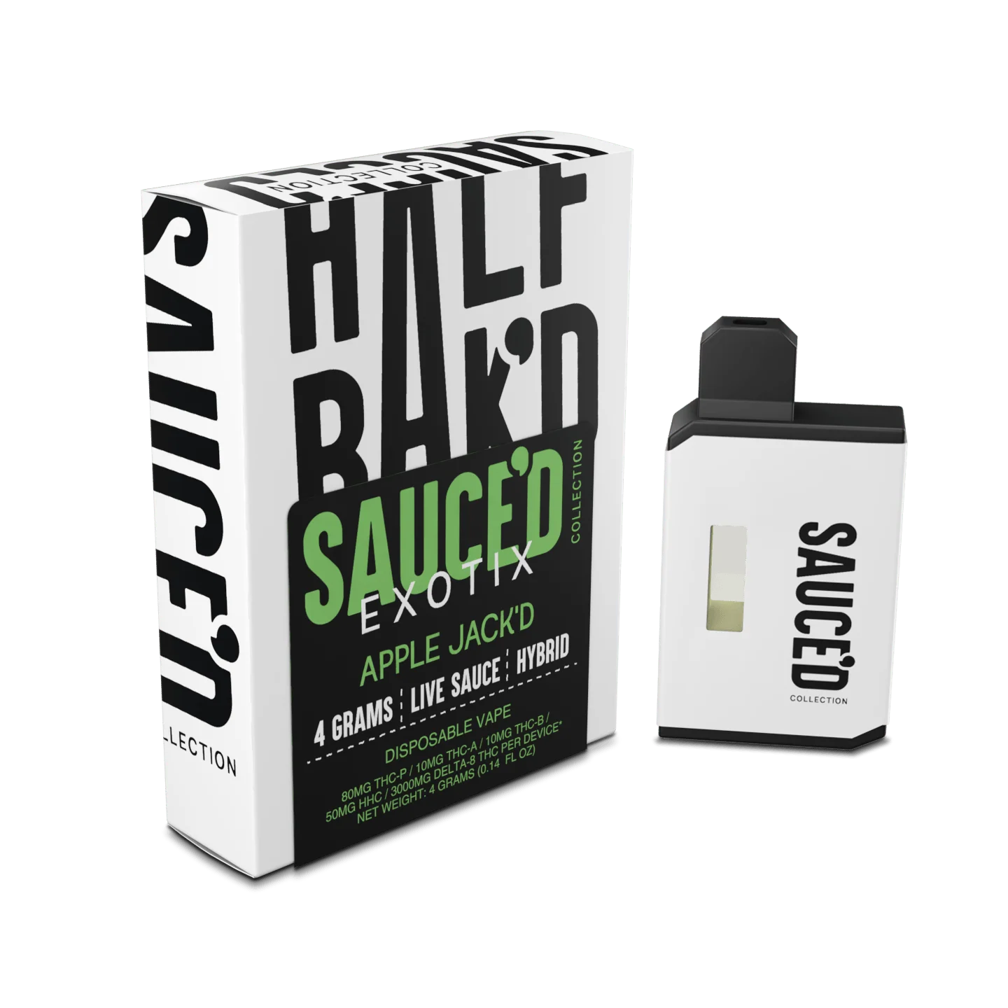 Sweet and balanced Apple Jack’D hybrid in a 4 G SAUCE’D Exotix disposable – LiftoffSmoke