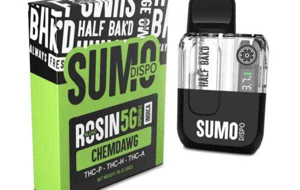 Half Bak’d Chemdawg Indica SUMO Rosin Blend 5 G Disposable | LiftoffSmoke Heavy-hitting Chemdawg Indica SUMO Rosin Blend in a 5 G disposable – Half Bak’d x LiftoffSmoke