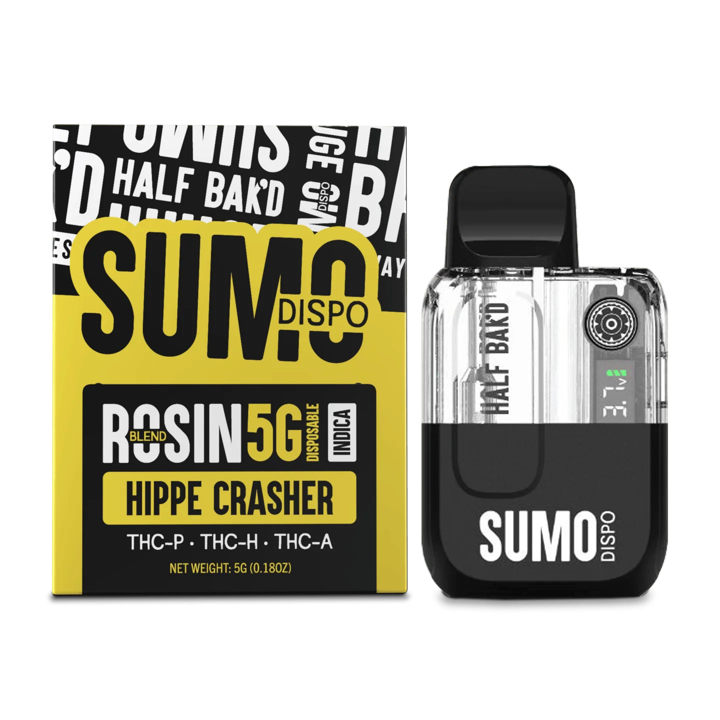 Hippie Crasher- Indica - Half Bak’d SUMO Rosin Blend 5G Disposable - Image 2