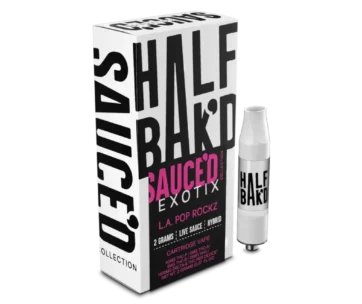 Taste the pop and balance of LA Pop Rocks Hybrid Sauced Exotix Cart from Half BaK’d — only at LiftoffSmoke.