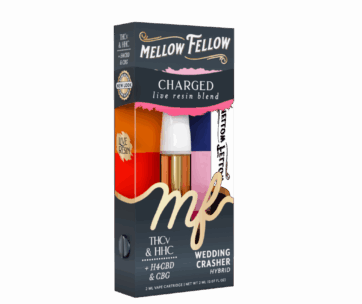 Enjoy sweet, balanced energy with Mellow Fellow Wedding Crasher Hybrid 2ML Live Resin Cart from LiftoffSmoke.