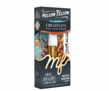 Boost focus and creativity with Mellow Fellow White Widow Hybrid 2ML Live Resin Cart from LiftoffSmoke.