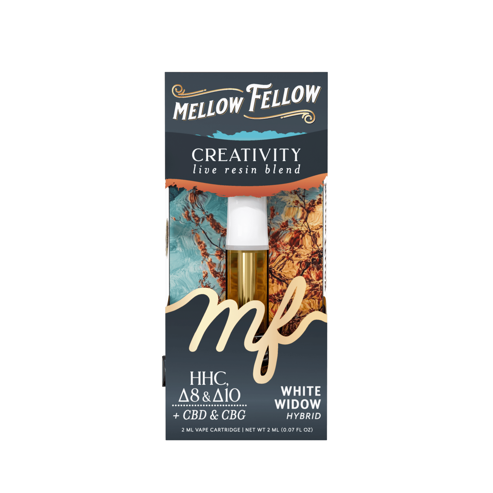 White Widow - Hybrid - Mellow Fellow 510 2ml Cart Live Resin Blend - Creativity - Image 2