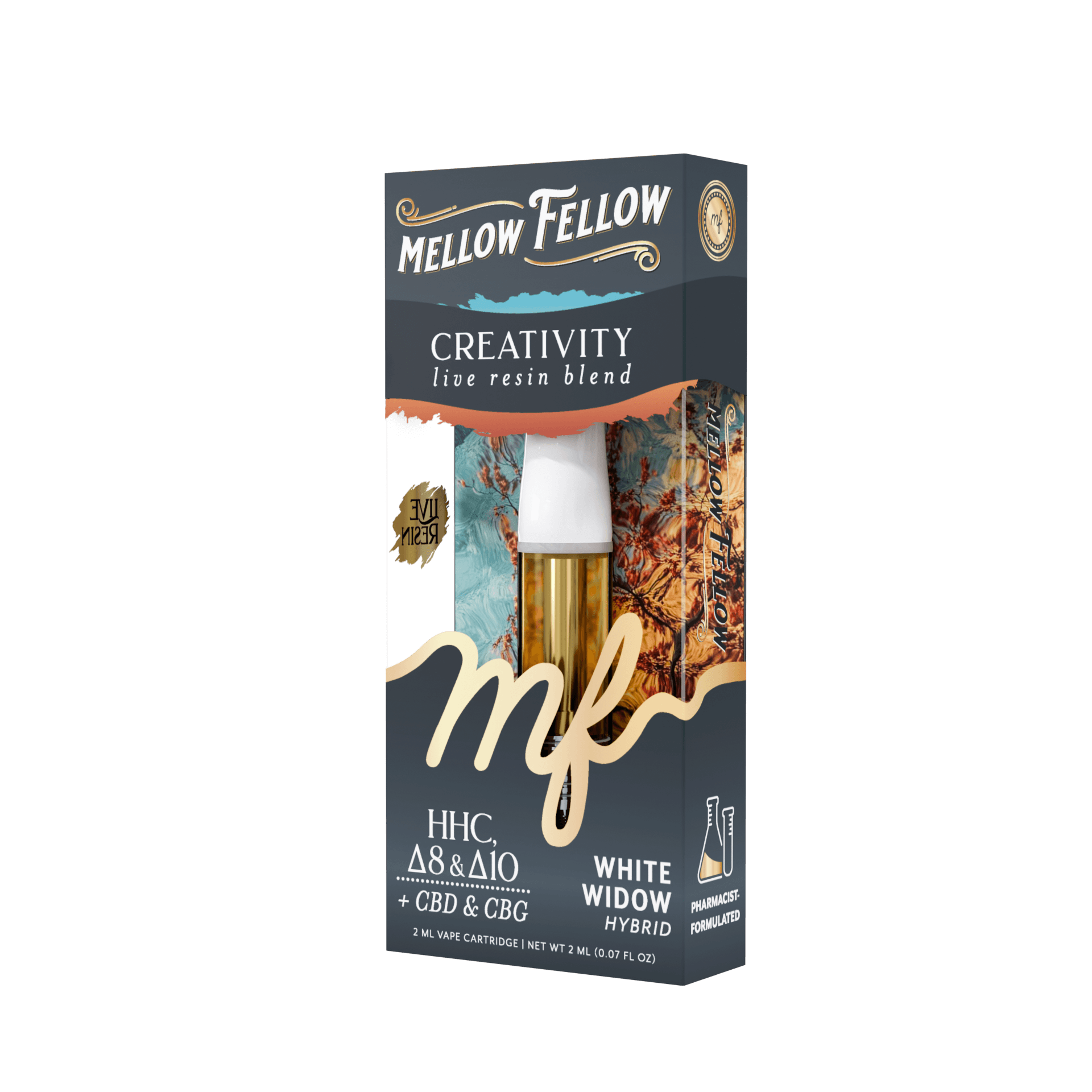 White Widow - Hybrid - Mellow Fellow 510 2ml Cart Live Resin Blend - Creativity - Image 3