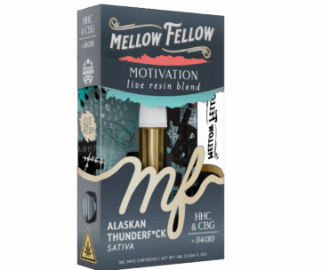 Boost energy and focus with Mellow Fellow Alaskan Thunder Fuck Sativa 1G Cart Charged from LiftoffSmoke.