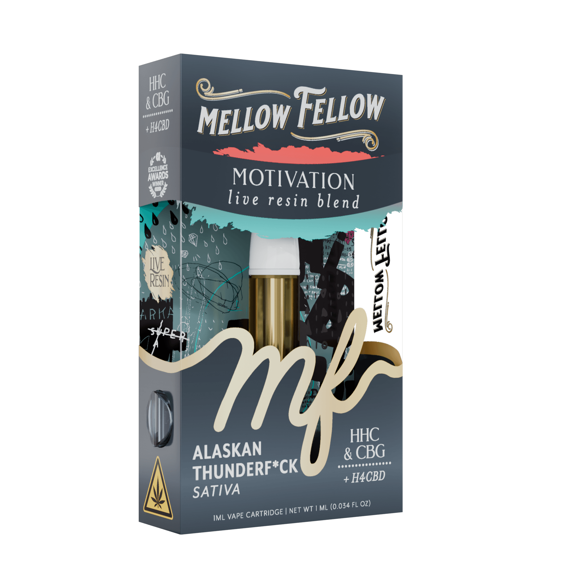 Boost energy and focus with Mellow Fellow Alaskan Thunder Fuck Sativa 1G Cart Charged from LiftoffSmoke.