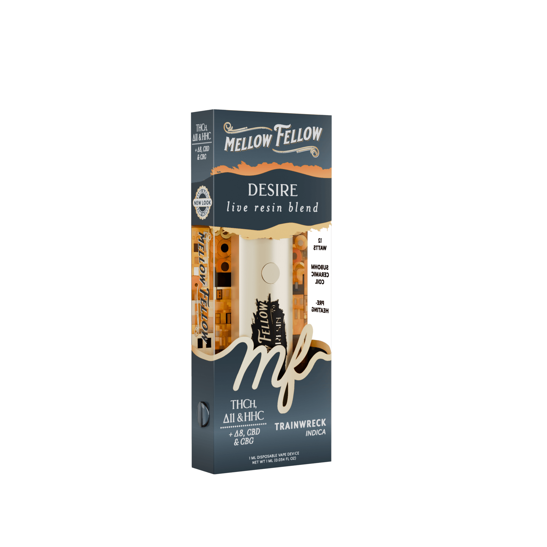 Relax and unwind with the Paris Trainwreck Desire Indica 1G Disposable from Mellow Fellow, available at LiftoffSmoke.