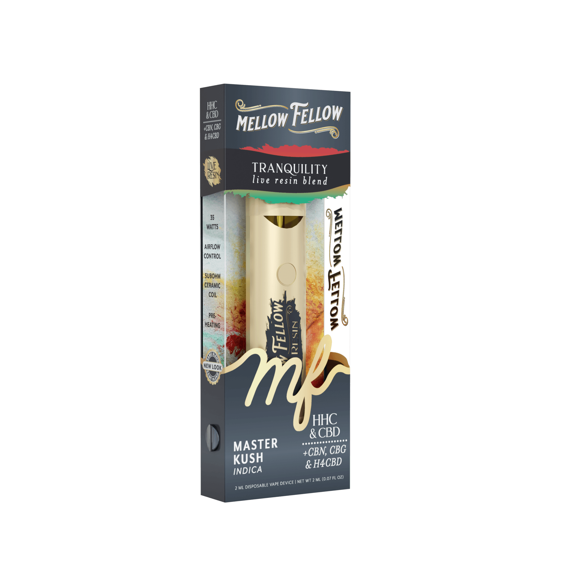 Mellow Fellow Master Kush Indica Tranquility Live Resin Blend Disposable | LiftoffSmoke