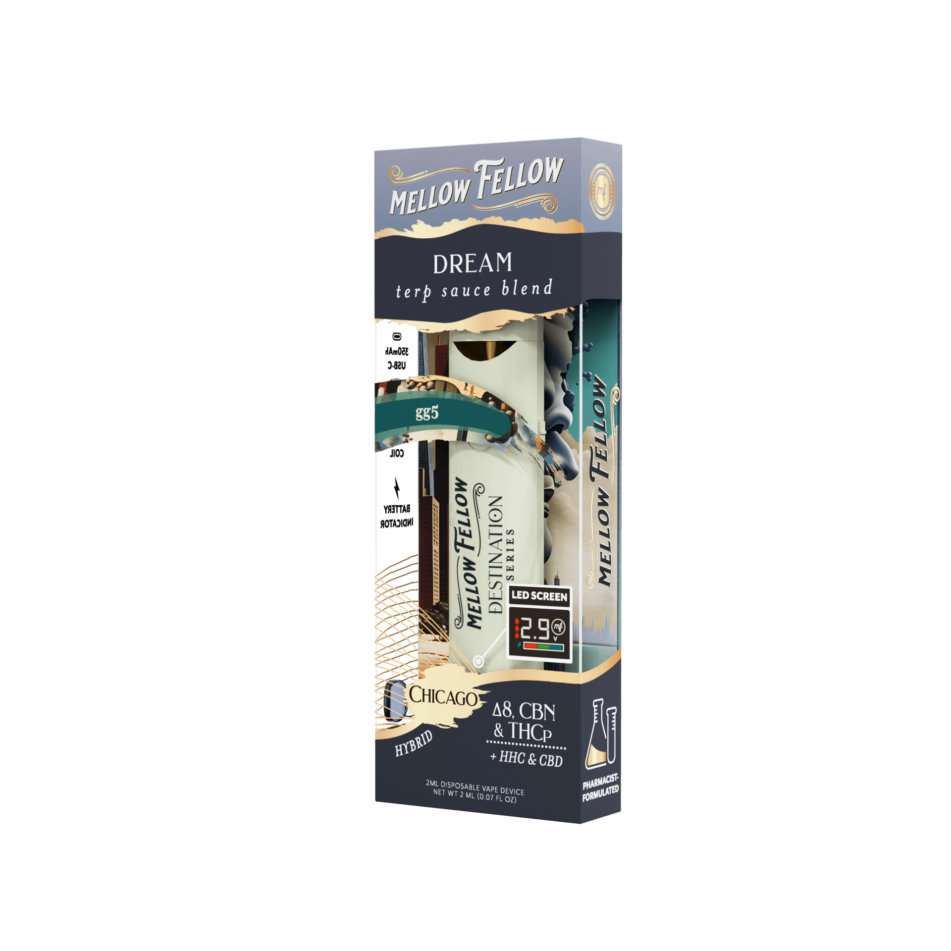 GG5 - Chicago ( Hybrid ) - TERP Sauce Blend 2ML Mellow Fellow Disposable - Destination Series - Image 3