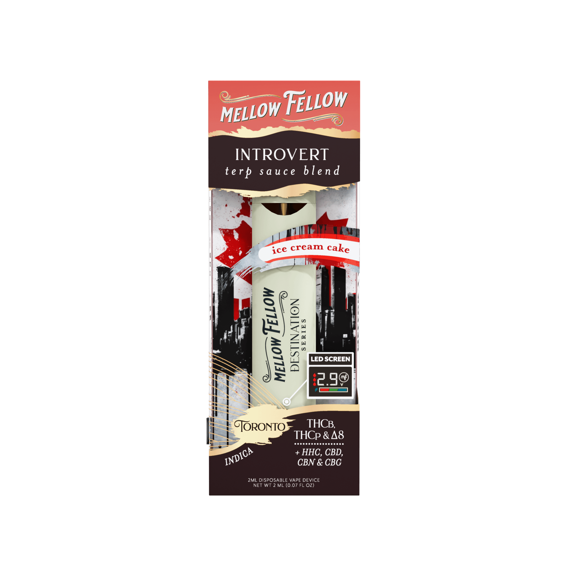 Toronto - Indica - Introvert - TERP Sauce Blend 2ML Mellow Fellow Disposable - Destination Series - Image 2