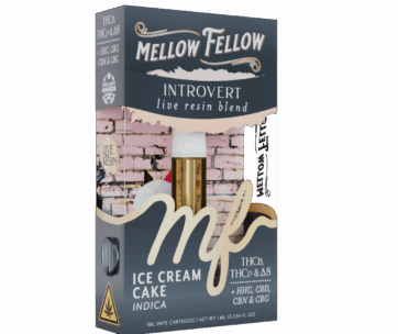 Sweet, calming Ice Cream Cake Indica in a 1G Introvert cartridge – Mellow Fellow x LiftoffSmoke