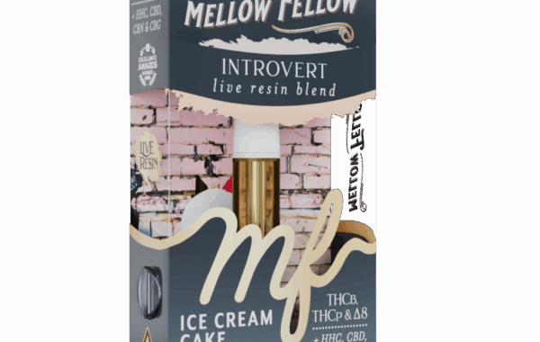 Sweet, calming Ice Cream Cake Indica in a 1G Introvert cartridge – Mellow Fellow x LiftoffSmoke