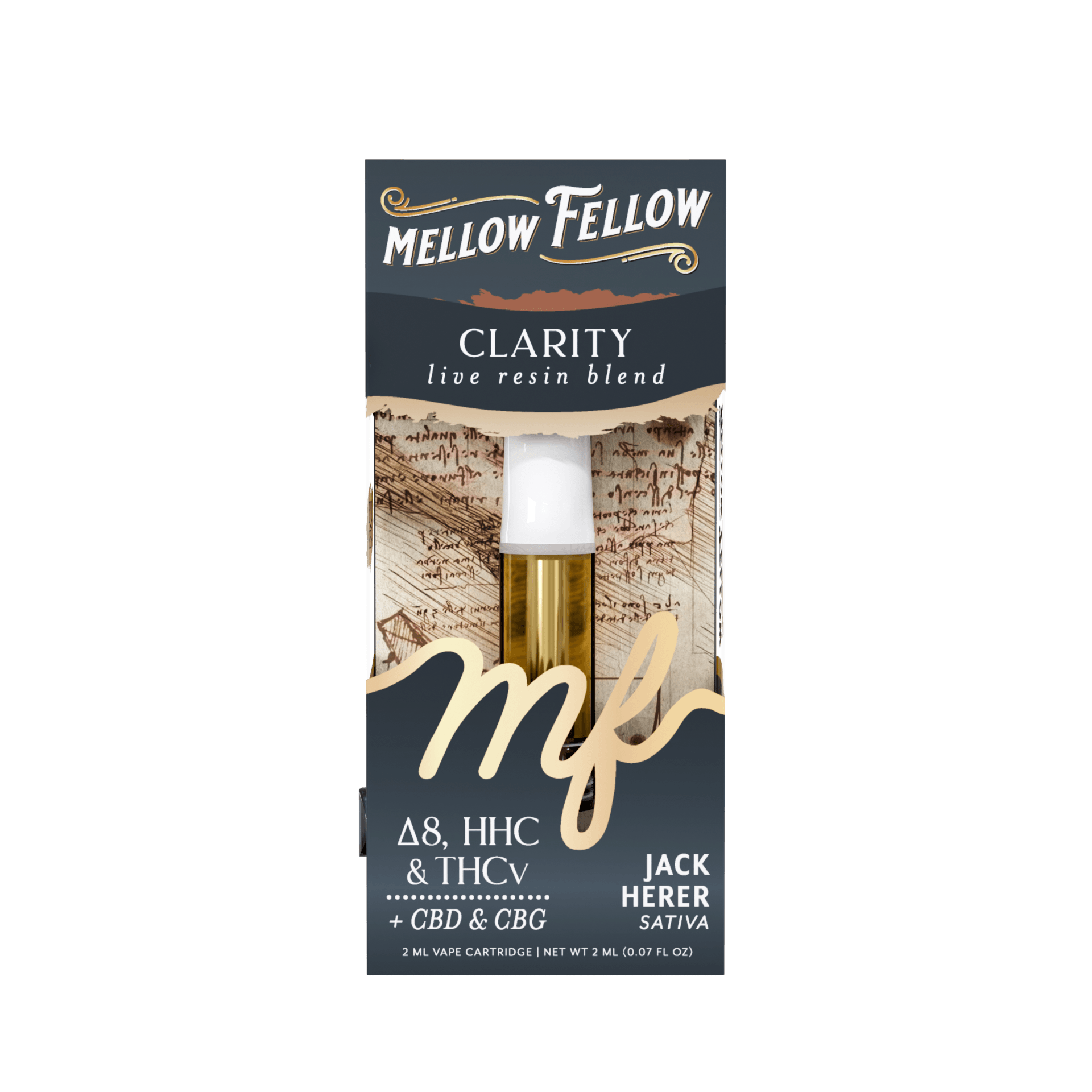 Jack Herer - Sativa - Mellow Fellow 510 2ml Cart Live Resin Blend - Clarity - Image 2