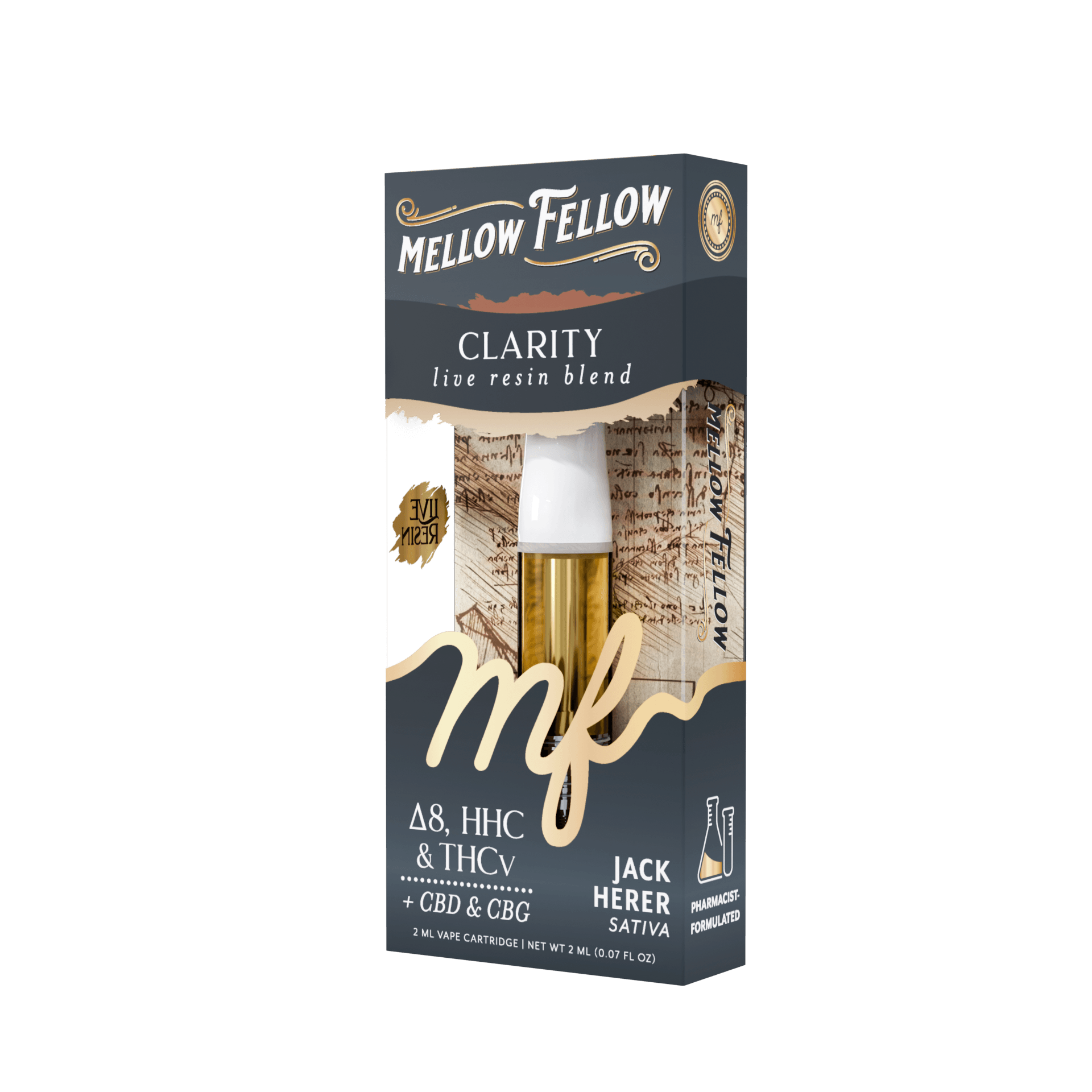 Jack Herer - Sativa - Mellow Fellow 510 2ml Cart Live Resin Blend - Clarity - Image 3