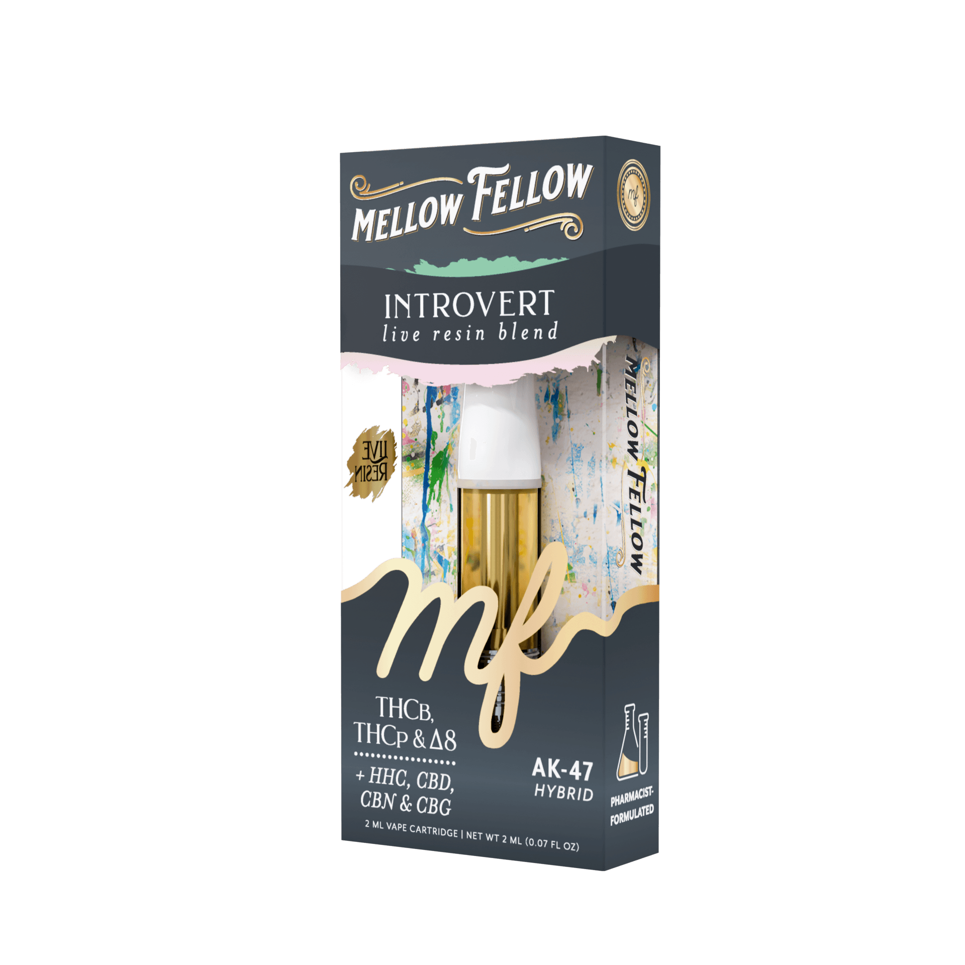 AK-47 - Hybrid - Mellow Fellow 510 2ml Cart Live Resin Blend - Introvert - Image 3