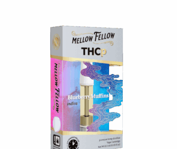 Sweet blueberry flavor and calming Indica effects — Blueberry Muffins THCP .5G Cartridge by Mellow Fellow at LiftoffSmoke.