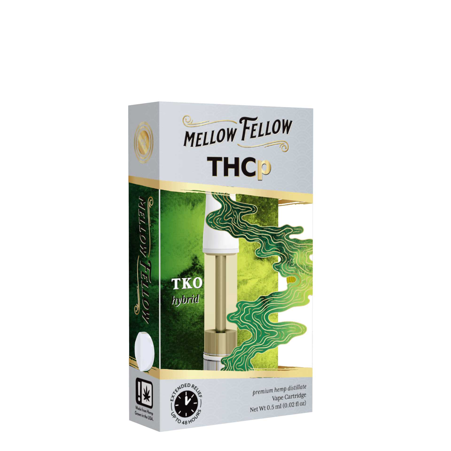 Enjoy balanced energy and relaxation with Mellow Fellow TKO Hybrid THCp 0.5G Cartridge from LiftoffSmoke.