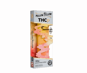 Sweet banana flavor and uplifting Sativa effects — Banana Pie THCP .5G Disposable by Mellow Fellow at LiftoffSmoke.