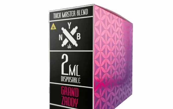 Grand Zaddy Indica THCH disposable vape by NYB, 2g potency for deep relaxation, at LiftoffSmoke.