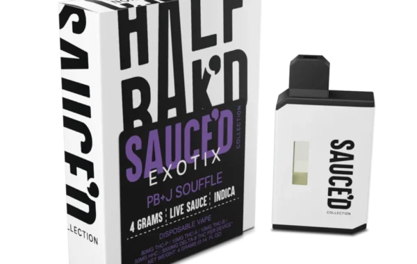 Half BaK’d PB + J Soufflé Indica Sauced Exotix 4G Disposable | LiftoffSmoke Rich peanut butter, sweet jelly, and pure calm — PB + J Soufflé 4G Indica Disposable by Half BaK’d at LiftoffSmoke.