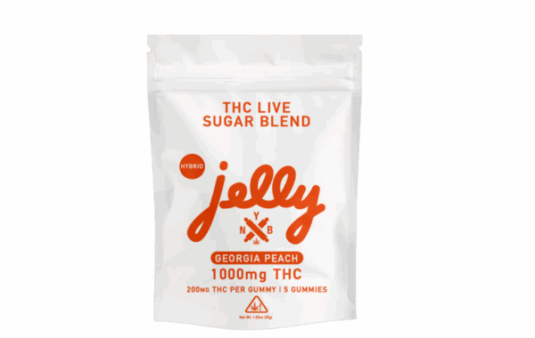 JELLY THCA 1000mg Georgia Peach 5ct Hybrid | LiftoffSmoke Enjoy Georgia Peach THCA gummies, hybrid 1000mg total, fruity flavor | LiftoffSmoke
