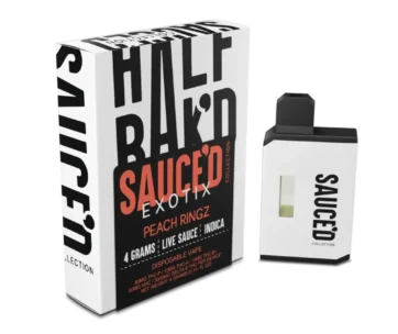 Half BaK’d Peach Ringz Indica Sauced 4G Disposable | LiftoffSmoke Juicy peach flavor meets full Indica relaxation — Half BaK’d Peach Ringz Sauced 4G Disposable at LiftoffSmoke.