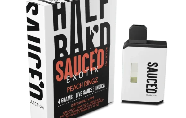Half BaK’d Peach Ringz Indica Sauced 4G Disposable | LiftoffSmoke Juicy peach flavor meets full Indica relaxation — Half BaK’d Peach Ringz Sauced 4G Disposable at LiftoffSmoke.