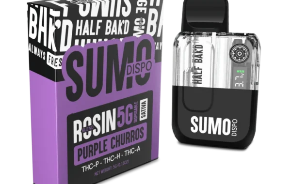 Half BaK’d Purple Churros Sativa SUMO Rosin Blend 5G Disposable | LiftoffSmoke Sweet, bold, and uplifting — Purple Churros Sativa SUMO Rosin 5G Disposable by Half BaK’d at LiftoffSmoke.
