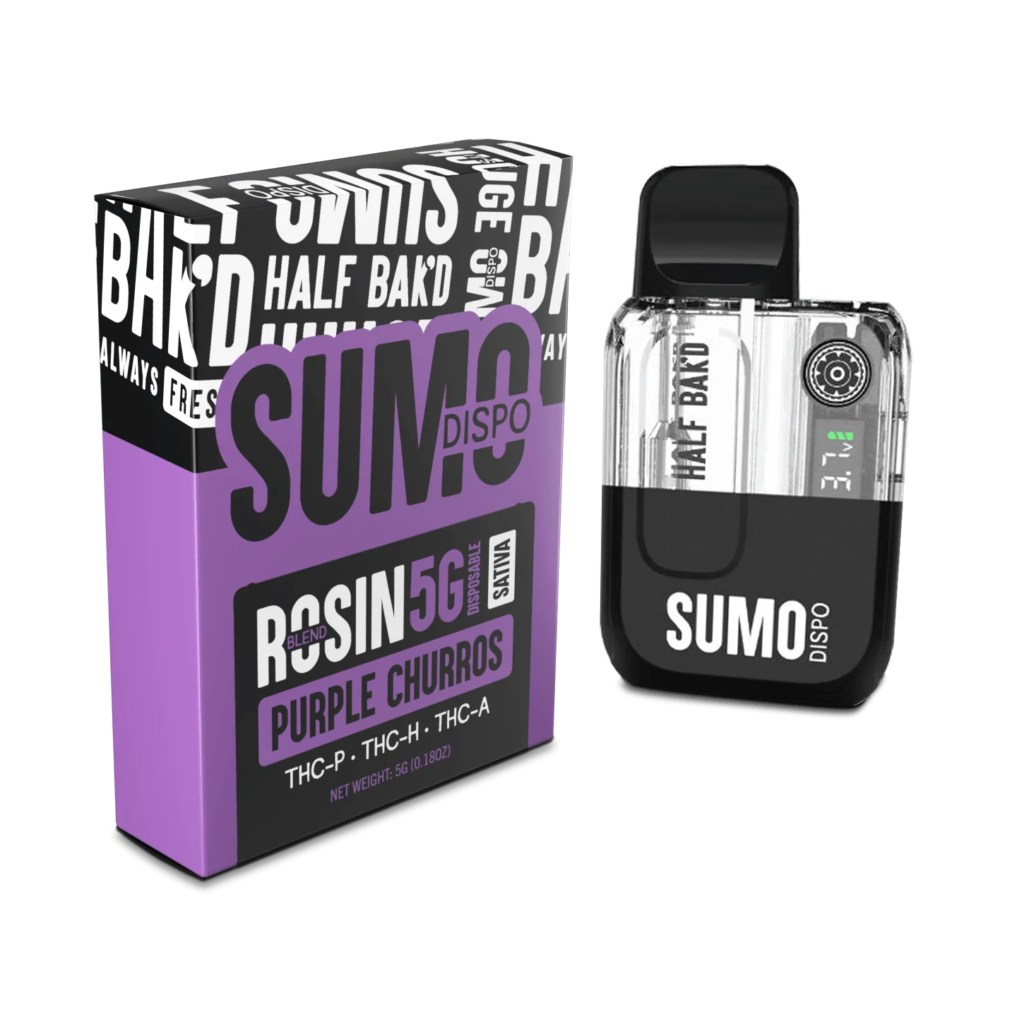 Half BaK’d Purple Churros Sativa SUMO Rosin Blend 5G Disposable | LiftoffSmoke