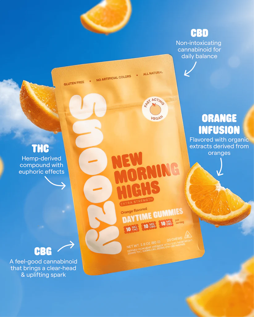 SNOOZY Daytime Gummies - Orange Flavored - 10mg THC / 10mg CBD / 10mg CBG - Image 2