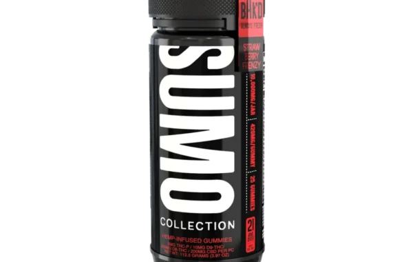 Enjoy sweet, potent strawberry flavor with Half Bak’d Strawberry Frenzy 10,000MG SUMO Gummies from LiftoffSmoke.