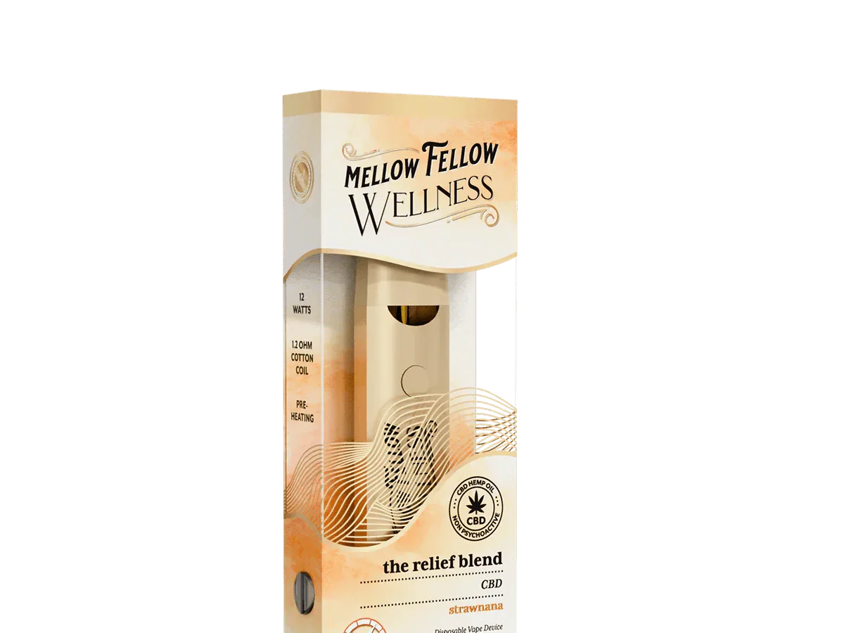 mellow fellow disposable vape Strawnana - Wellness - CBD 1ml - The Relief Blend Choose Flavour:Peach Berry fogs Vuse Skin Pink Pink