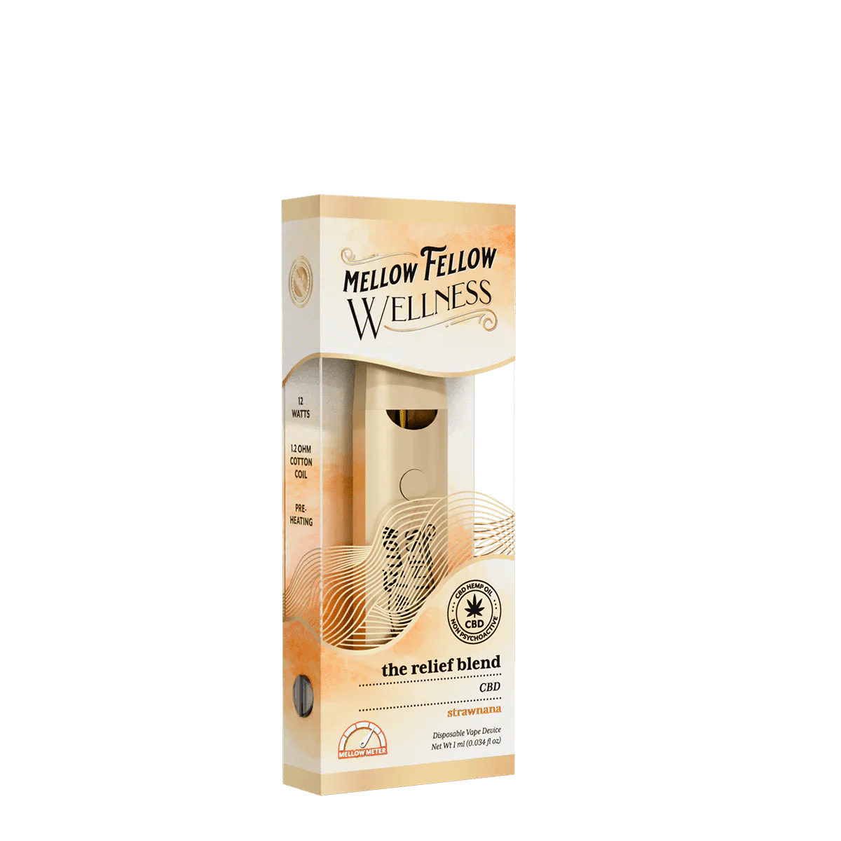 Enjoy soothing CBD relief with Mellow Fellow Wellness Strawnana 1ML Disposable from LiftoffSmoke.